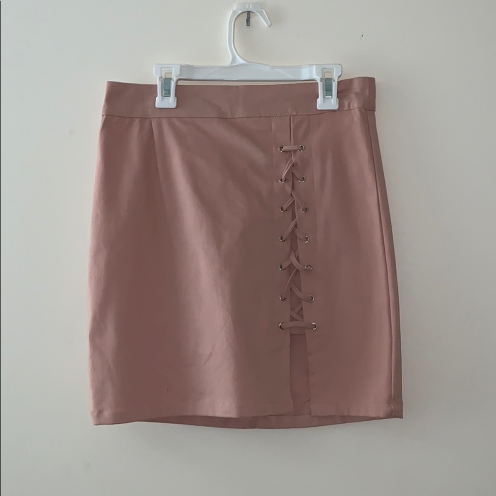 Pink Laced Mini Skirt